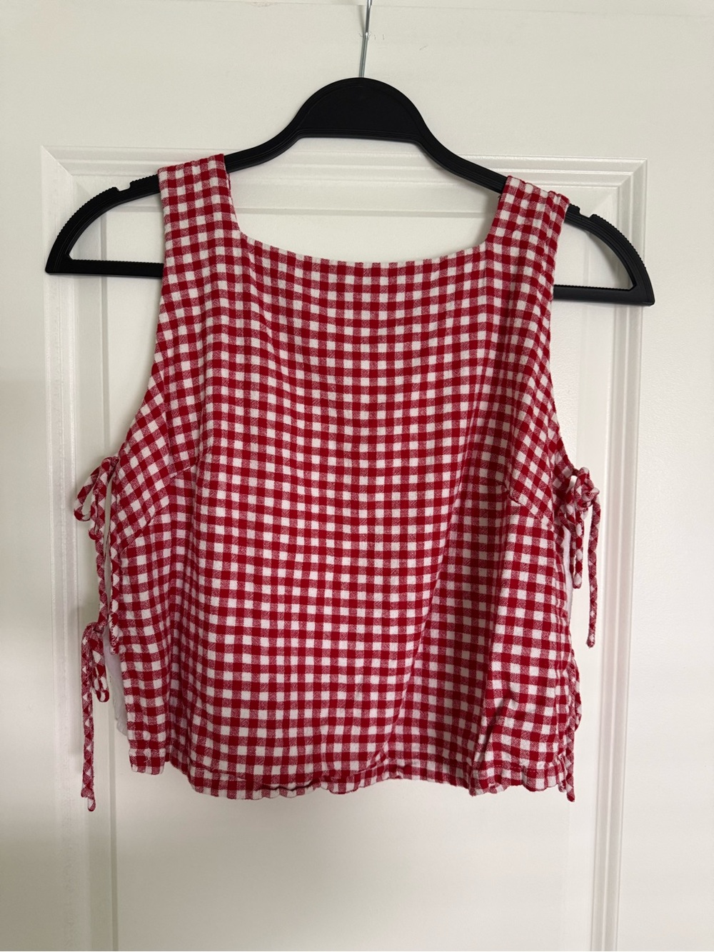 Abercrombie & Fitch Linen Red/White Gingham Side-Tie Tank
